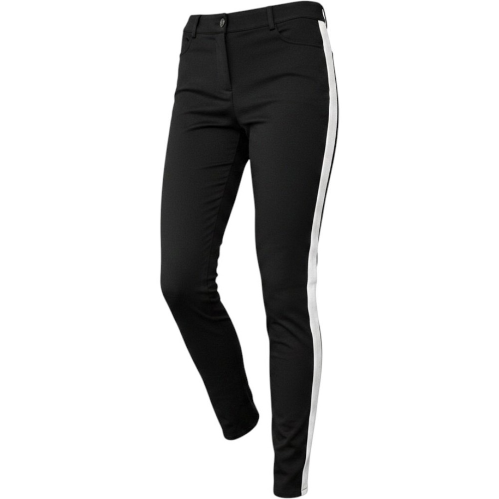 Kenneth Cole New‎ York Womens Black Pants White Stripe Side Zip Fly Size 4 EUC
